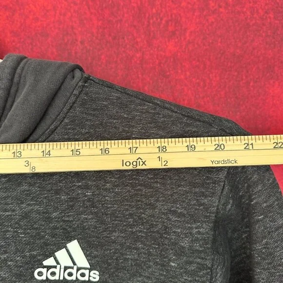 ADIDAS MEN'S GRAY & DARK GRAY HOODIE THREE -STRIPES ON THE CUFFS, L (LARGE) - Picture 8 of 13